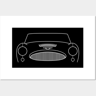 Austin-Healey 3000 classic car outline graphic (white) Posters and Art